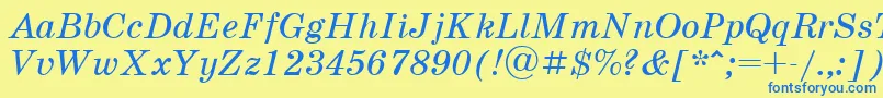 フォントScb56C – 青い文字が黄色の背景にあります。