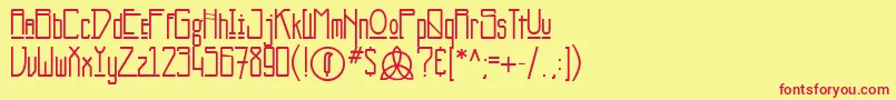 フォントKashmir – 赤い文字の黄色い背景