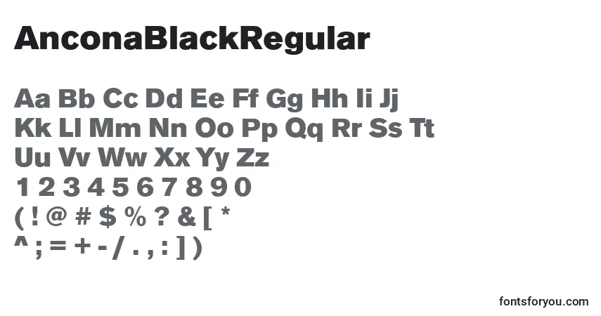 Czcionka AnconaBlackRegular – alfabet, cyfry, specjalne znaki