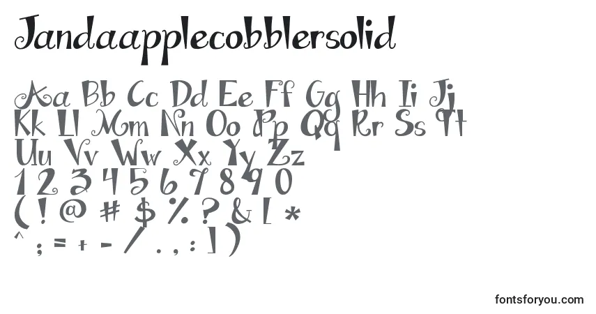 Шрифт Jandaapplecobblersolid – алфавит, цифры, специальные символы