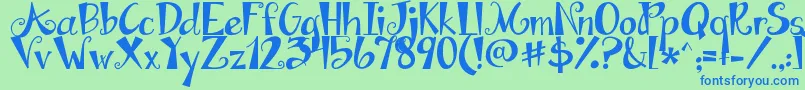 Jandaapplecobblersolid Font – Blue Fonts on Green Background