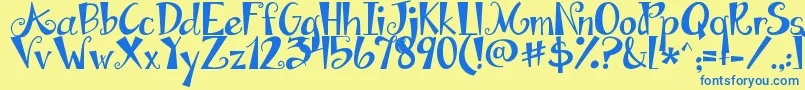 Czcionka Jandaapplecobblersolid – niebieskie czcionki na żółtym tle