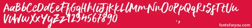 DeliriumSample-Schriftart – Weiße Schriften auf rotem Hintergrund