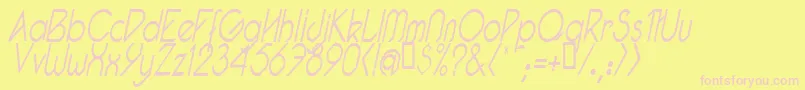 PacotillNarrowLightItal Font – Pink Fonts on Yellow Background