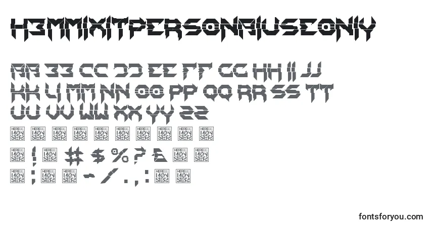 Schriftart HbmMixitPersonalUseOnly – Alphabet, Zahlen, spezielle Symbole