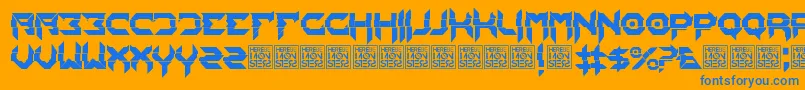 HbmMixitPersonalUseOnly-Schriftart – Blaue Schriften auf orangefarbenem Hintergrund