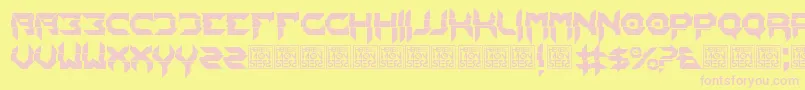HbmMixitPersonalUseOnly-fontti – vaaleanpunaiset fontit keltaisella taustalla