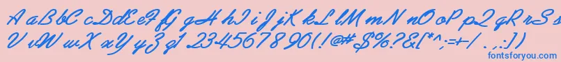 AbrazoscriptsskBoldItalic-Schriftart – Blaue Schriften auf rosa Hintergrund