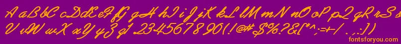 AbrazoscriptsskBoldItalic Font – Orange Fonts on Purple Background