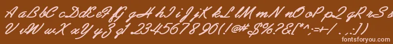 AbrazoscriptsskBoldItalic-Schriftart – Rosa Schriften auf braunem Hintergrund