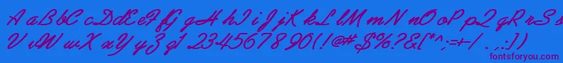 AbrazoscriptsskBoldItalic-Schriftart – Violette Schriften auf blauem Hintergrund