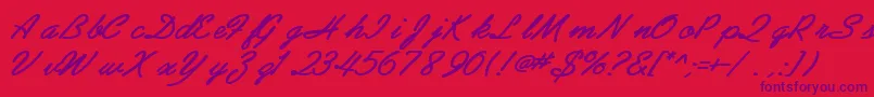 AbrazoscriptsskBoldItalic-fontti – violetit fontit punaisella taustalla
