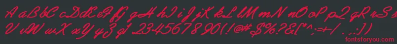 AbrazoscriptsskBoldItalic Font – Red Fonts on Black Background