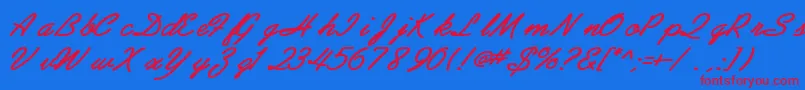 AbrazoscriptsskBoldItalic-fontti – punaiset fontit sinisellä taustalla