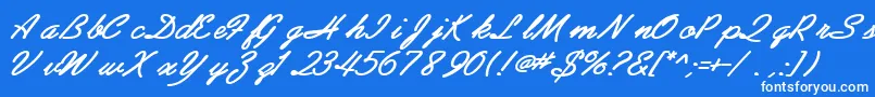 AbrazoscriptsskBoldItalic-Schriftart – Weiße Schriften auf blauem Hintergrund