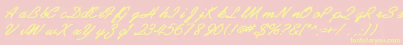 AbrazoscriptsskBoldItalic-Schriftart – Gelbe Schriften auf rosa Hintergrund