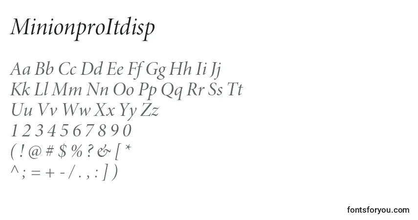 Czcionka MinionproItdisp – alfabet, cyfry, specjalne znaki
