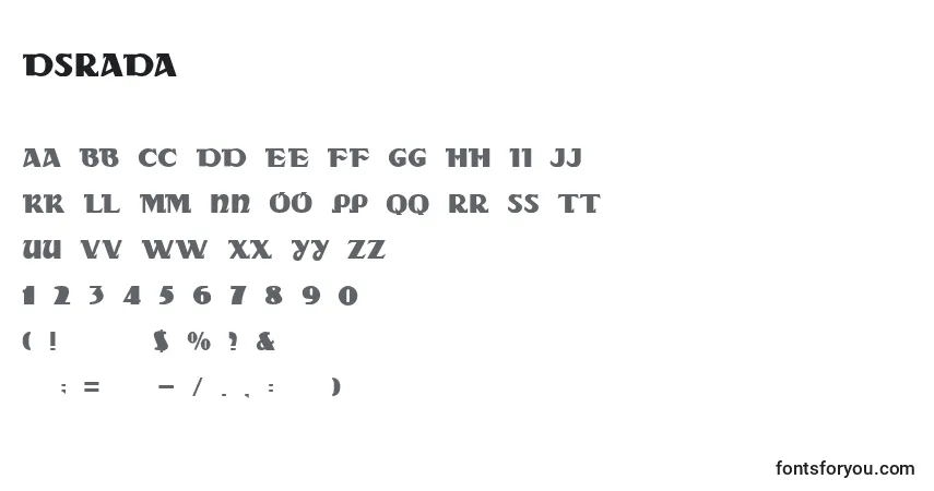 A fonte DsRada – alfabeto, números, caracteres especiais