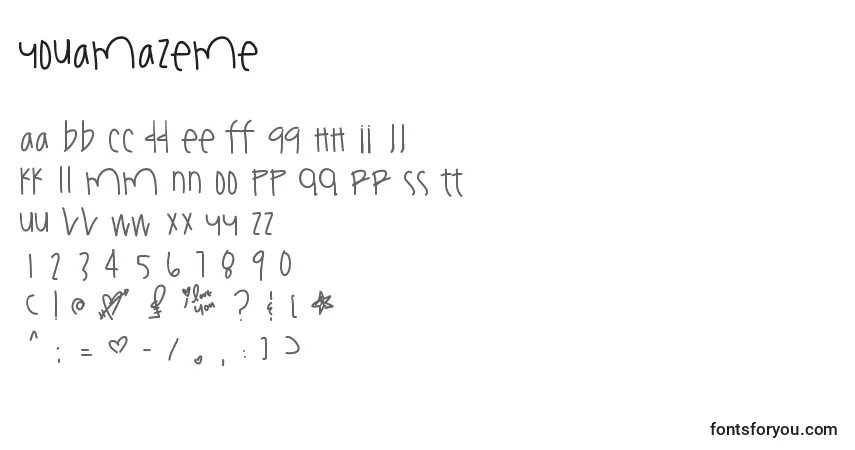 Schriftart Youamazeme – Alphabet, Zahlen, spezielle Symbole