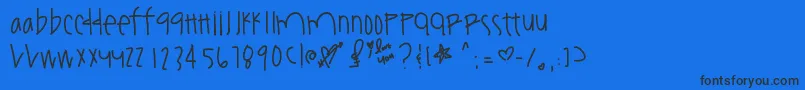Youamazeme-Schriftart – Schwarze Schriften auf blauem Hintergrund