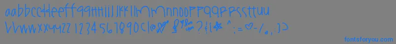 フォントYouamazeme – 灰色の背景に青い文字