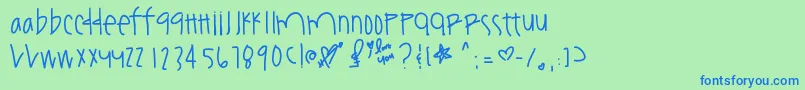 Youamazeme Font – Blue Fonts on Green Background