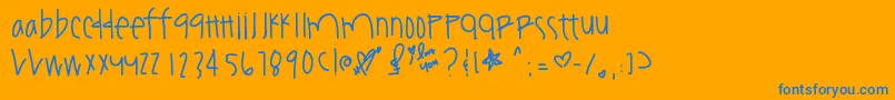 Youamazeme-Schriftart – Blaue Schriften auf orangefarbenem Hintergrund