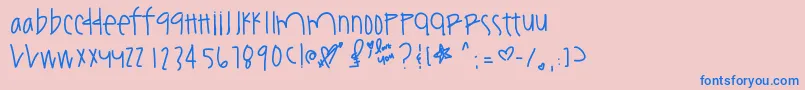 フォントYouamazeme – ピンクの背景に青い文字