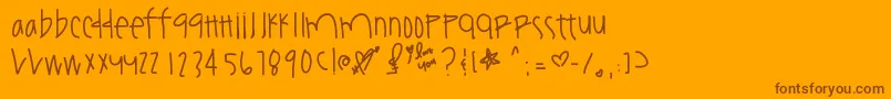 Youamazeme-Schriftart – Braune Schriften auf orangefarbenem Hintergrund