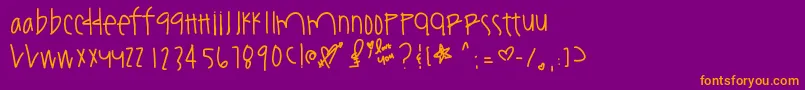 Youamazeme-Schriftart – Orangefarbene Schriften auf violettem Hintergrund