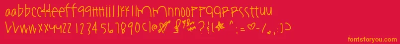 フォントYouamazeme – 赤い背景にオレンジの文字