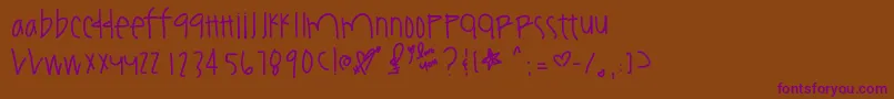 Youamazeme-Schriftart – Violette Schriften auf braunem Hintergrund