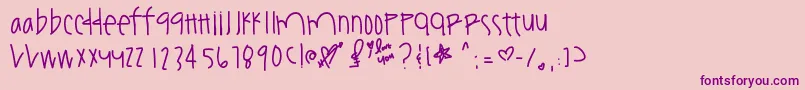 Youamazeme-fontti – violetit fontit vaaleanpunaisella taustalla