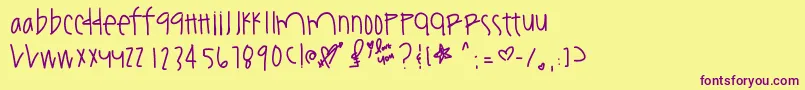 Youamazeme-fontti – violetit fontit keltaisella taustalla