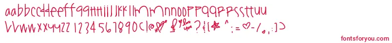 Youamazeme-Schriftart – Rote Schriften auf weißem Hintergrund