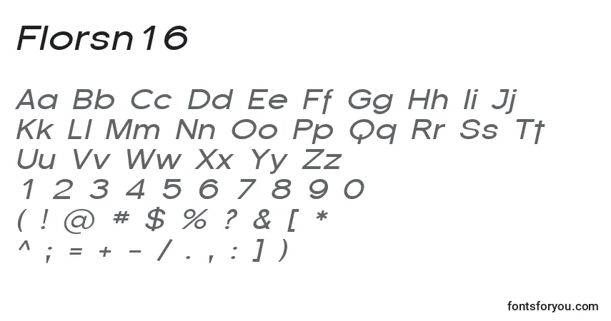 A fonte Florsn16 – alfabeto, números, caracteres especiais