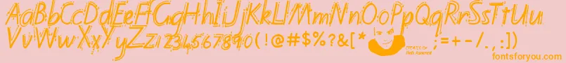 Kiwischoolhandwritingwithguidesregular Font – Orange Fonts on Pink Background