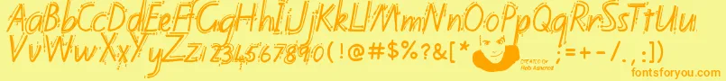 Kiwischoolhandwritingwithguidesregular Font – Orange Fonts on Yellow Background