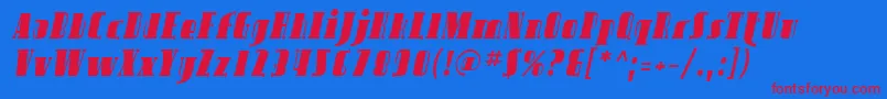 フォントSfavondaleItalic – 赤い文字の青い背景