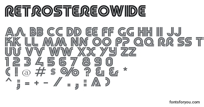 A fonte RetroStereoWide – alfabeto, números, caracteres especiais