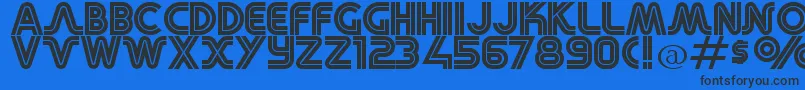 RetroStereoWide Font – Black Fonts on Blue Background