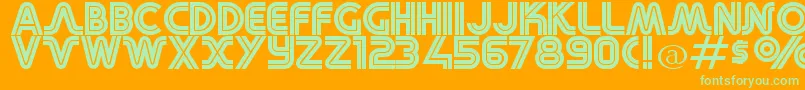 RetroStereoWide Font – Green Fonts on Orange Background