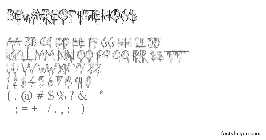 Fuente BewareOfTheHogs - alfabeto, números, caracteres especiales
