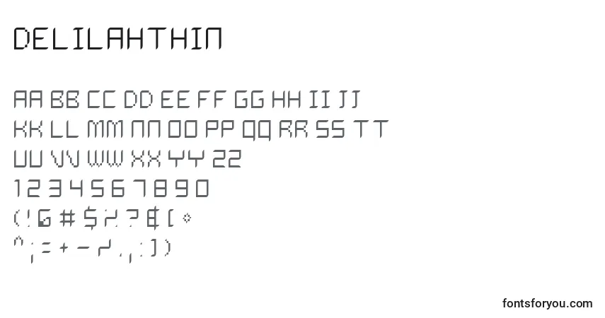 Шрифт DelilahThin – алфавит, цифры, специальные символы