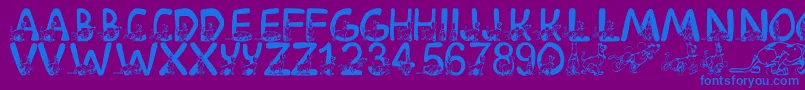 LmsScoobyDoo-Schriftart – Blaue Schriften auf violettem Hintergrund