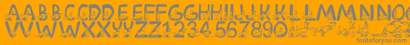 LmsScoobyDoo-Schriftart – Graue Schriften auf orangefarbenem Hintergrund