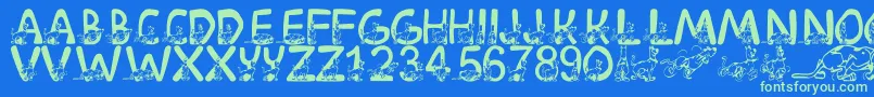 LmsScoobyDoo Font – Green Fonts on Blue Background