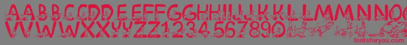 LmsScoobyDoo-Schriftart – Rote Schriften auf grauem Hintergrund