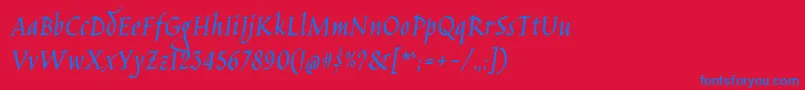 フォントJimnightshadeRegular – 赤い背景に青い文字