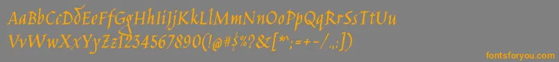 フォントJimnightshadeRegular – オレンジの文字は灰色の背景にあります。